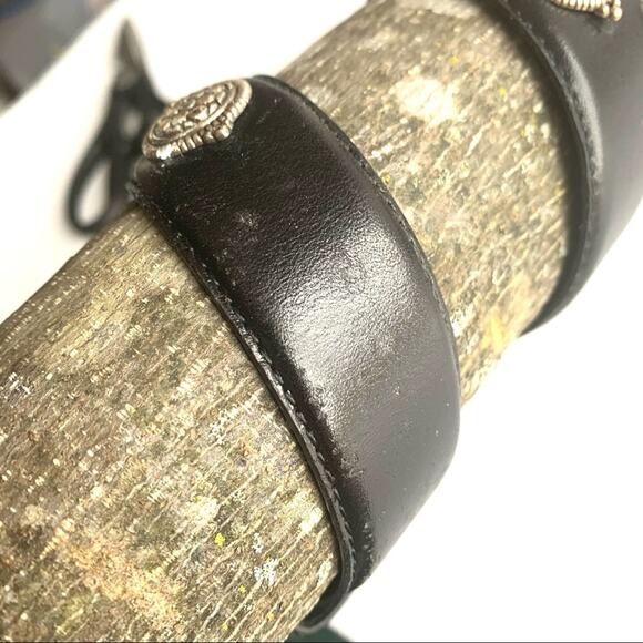 Fossil black leather with boho silver grommets belt - Picture 5 of 13